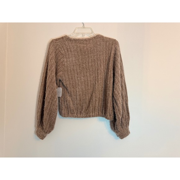 NWT Altar'd State Eyelash Sweater Size Small Brown Cuff Sleeve - Picture 5 of 7